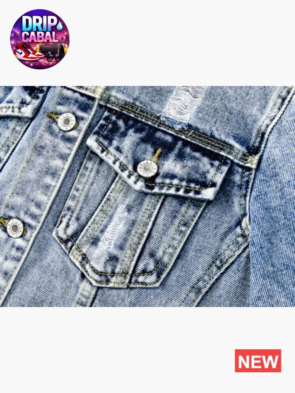 Distressed Ripped Long Sleeve Denim Jacket Button Up - Picture 4 of 7